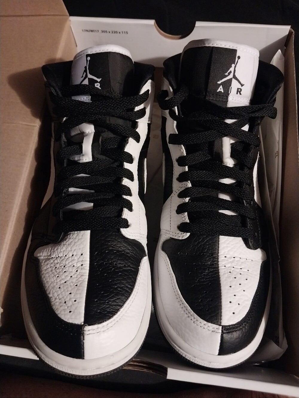 Jordan 1 MID BLACK&WHITE SPLIT SNEAKERS